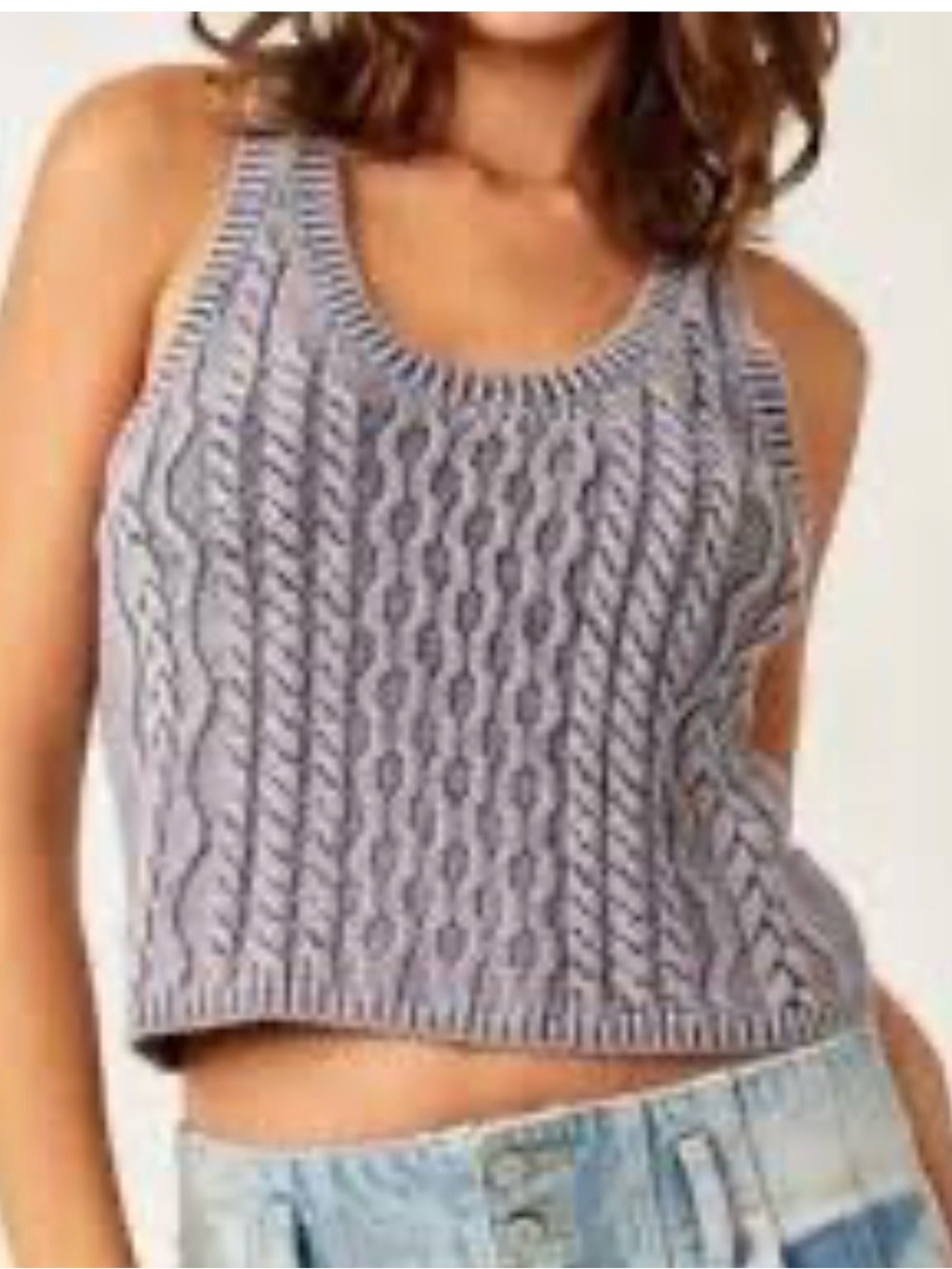 Free People Lilac Cable Knit Crop Tank